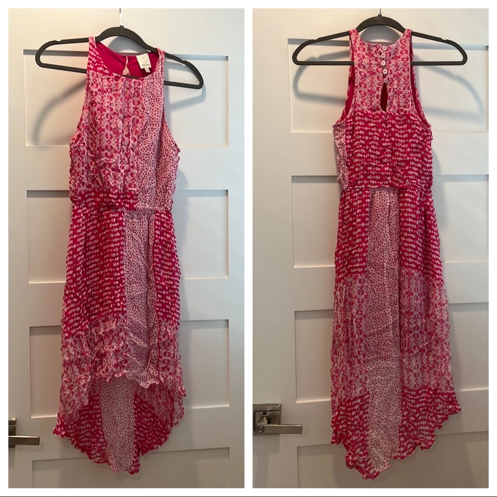 High low Ella Moss crepe pink and white dress